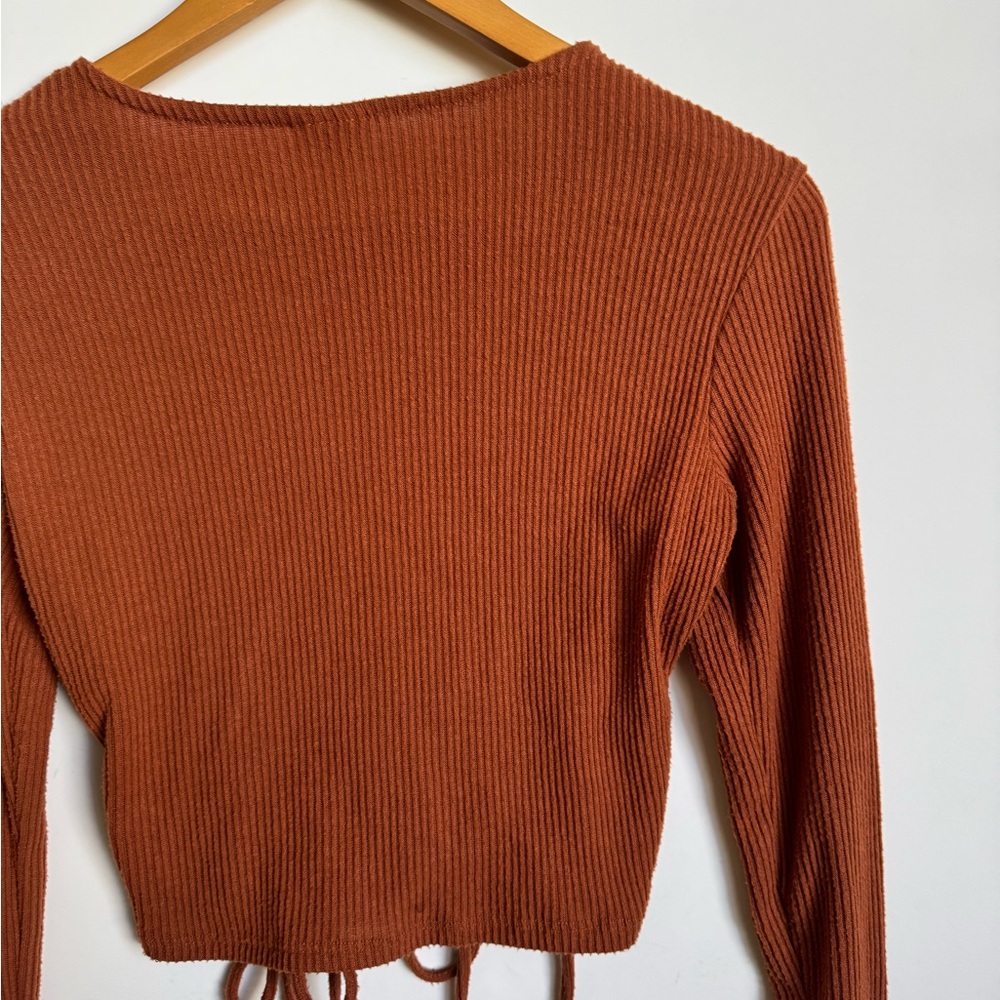 Rust Ribbed Long Sleeve Top - Picture 10 of 14